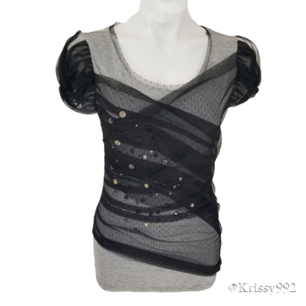 White House Black Market Meshes of Diamonds Tee